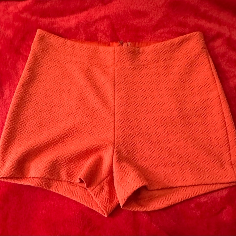 Ark & Co High Waist Textured Orange Shorts